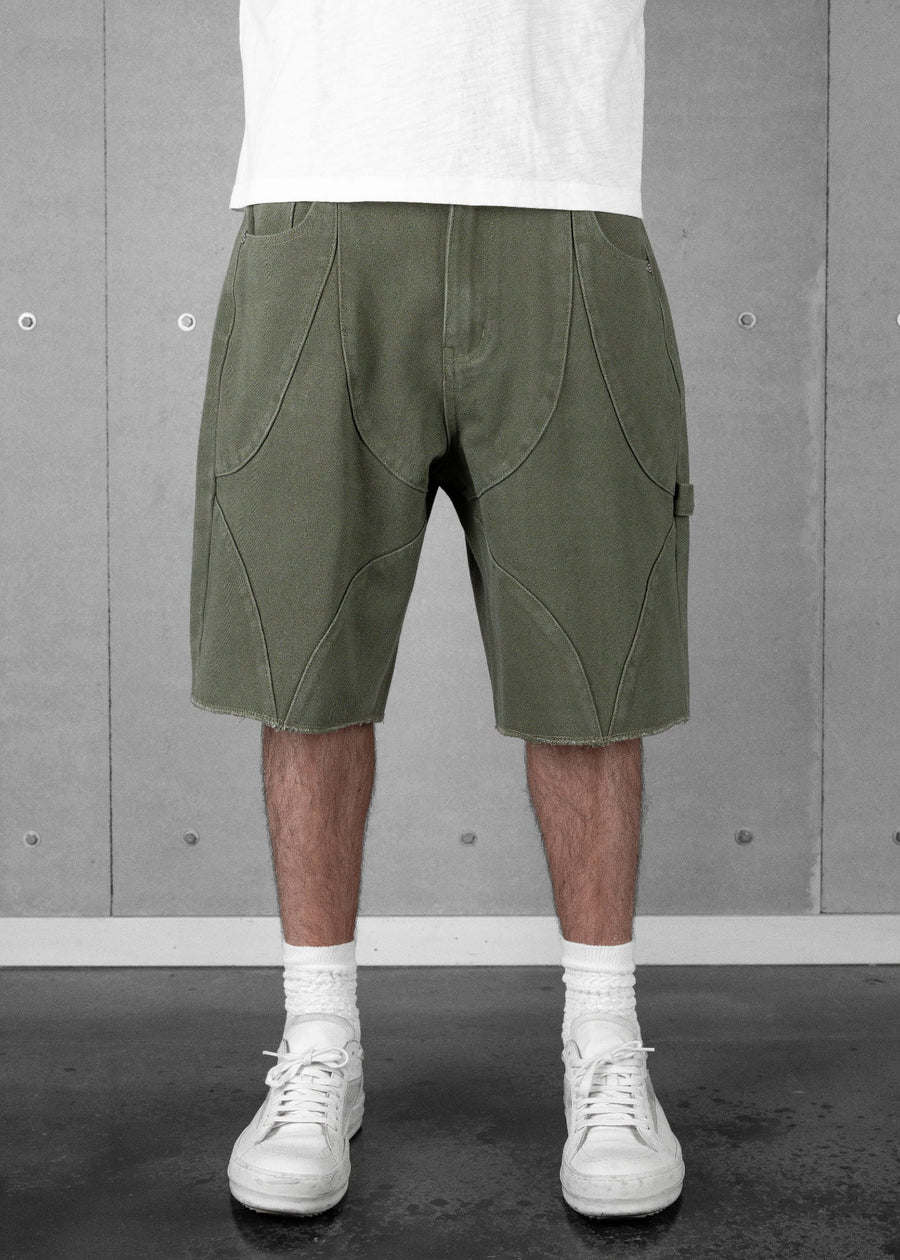 Commons Double Knee Star Canvas Short Olive