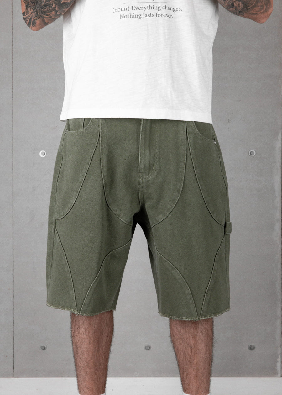Commons Double Knee Star Canvas Short Olive