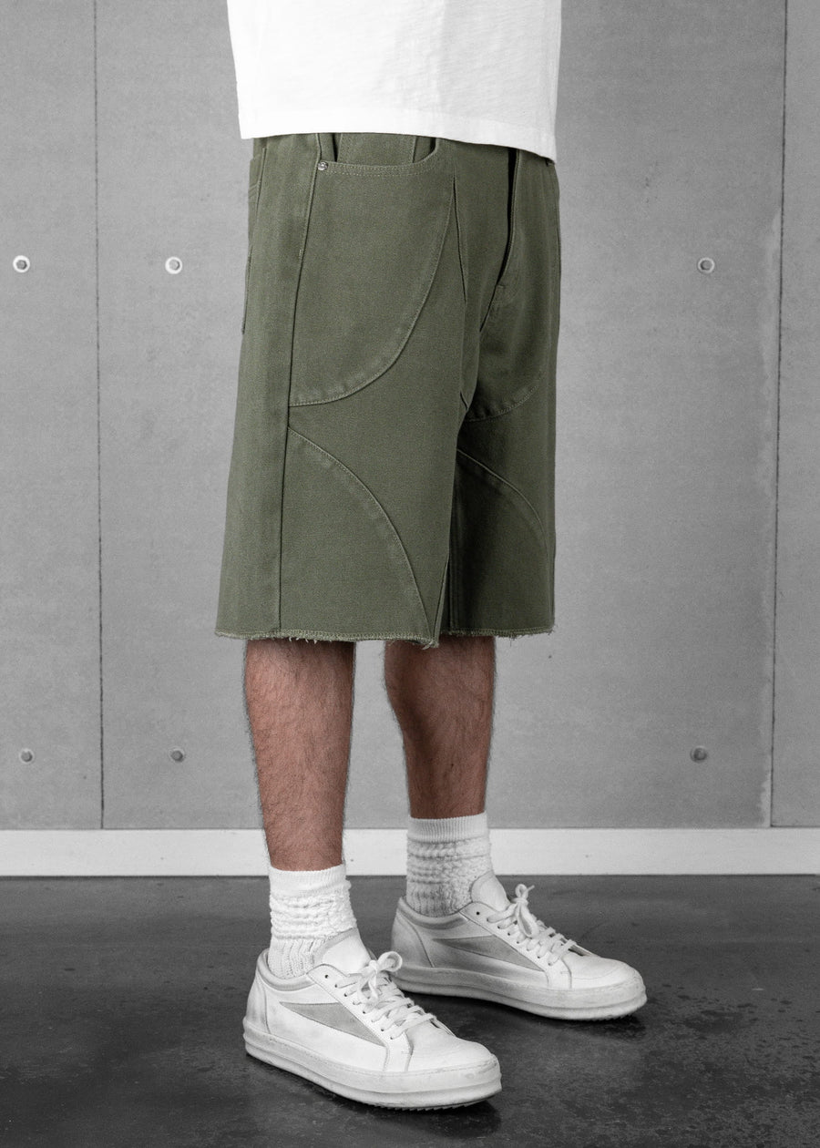Commons Double Knee Star Canvas Short Olive