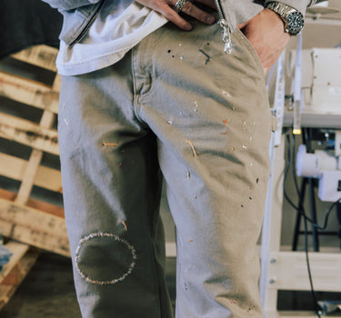 COMMONS HAND STITCHED CANVAS PANT STONE (R39)