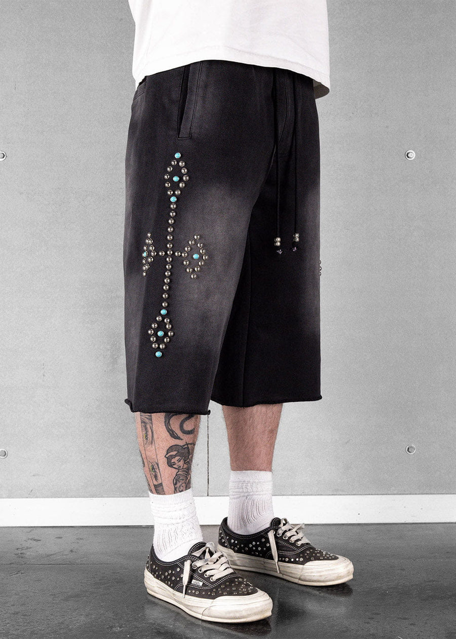 Commons Turquoise Rivet Sweatshort Vintage Black