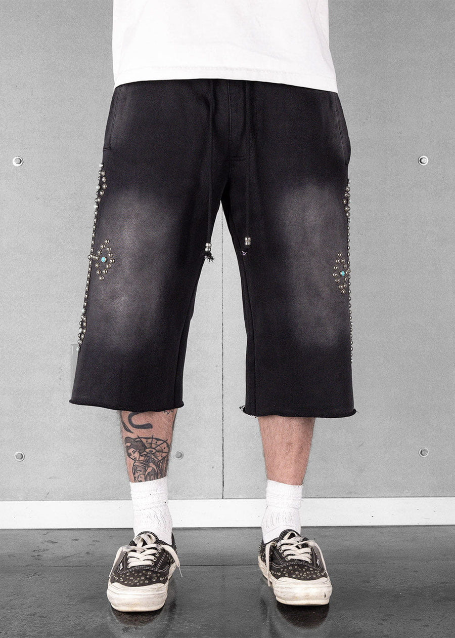 Commons Turquoise Rivet Sweatshort Vintage Black