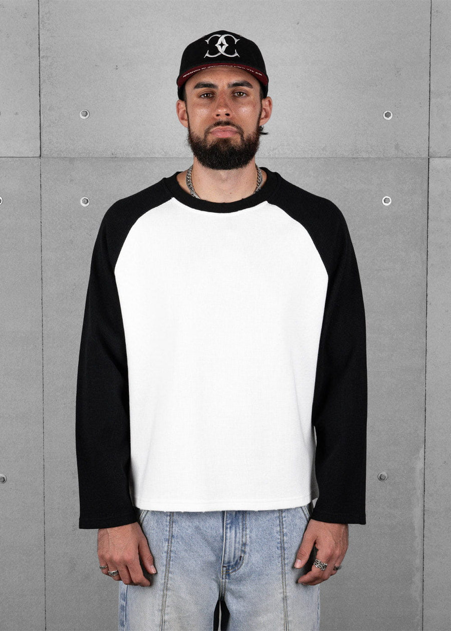 Commons Studios Waffle Thermal Long Sleeve Black/White