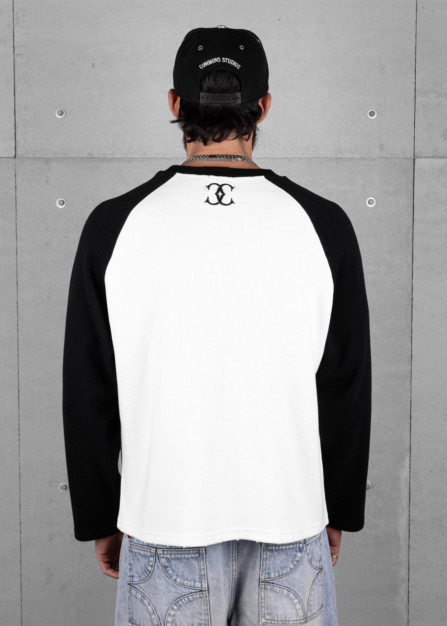 Commons Studios Waffle Thermal Long Sleeve Black/White