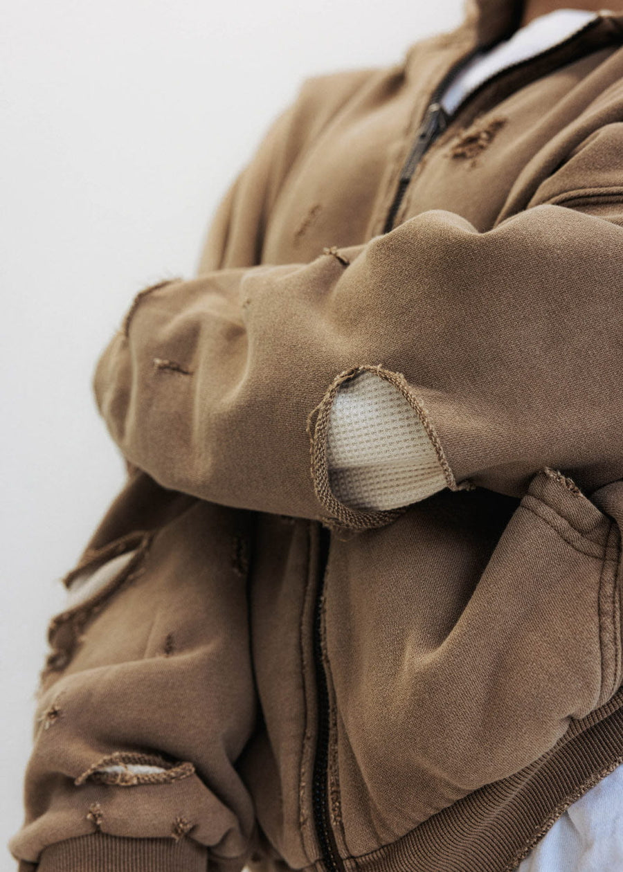 Commons Reversible Thermal Zip Up Faded Brown / White