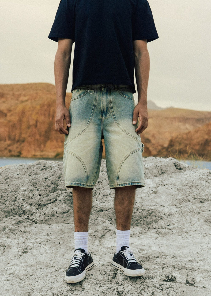 Commons Star Washed Denim Short Old Gold