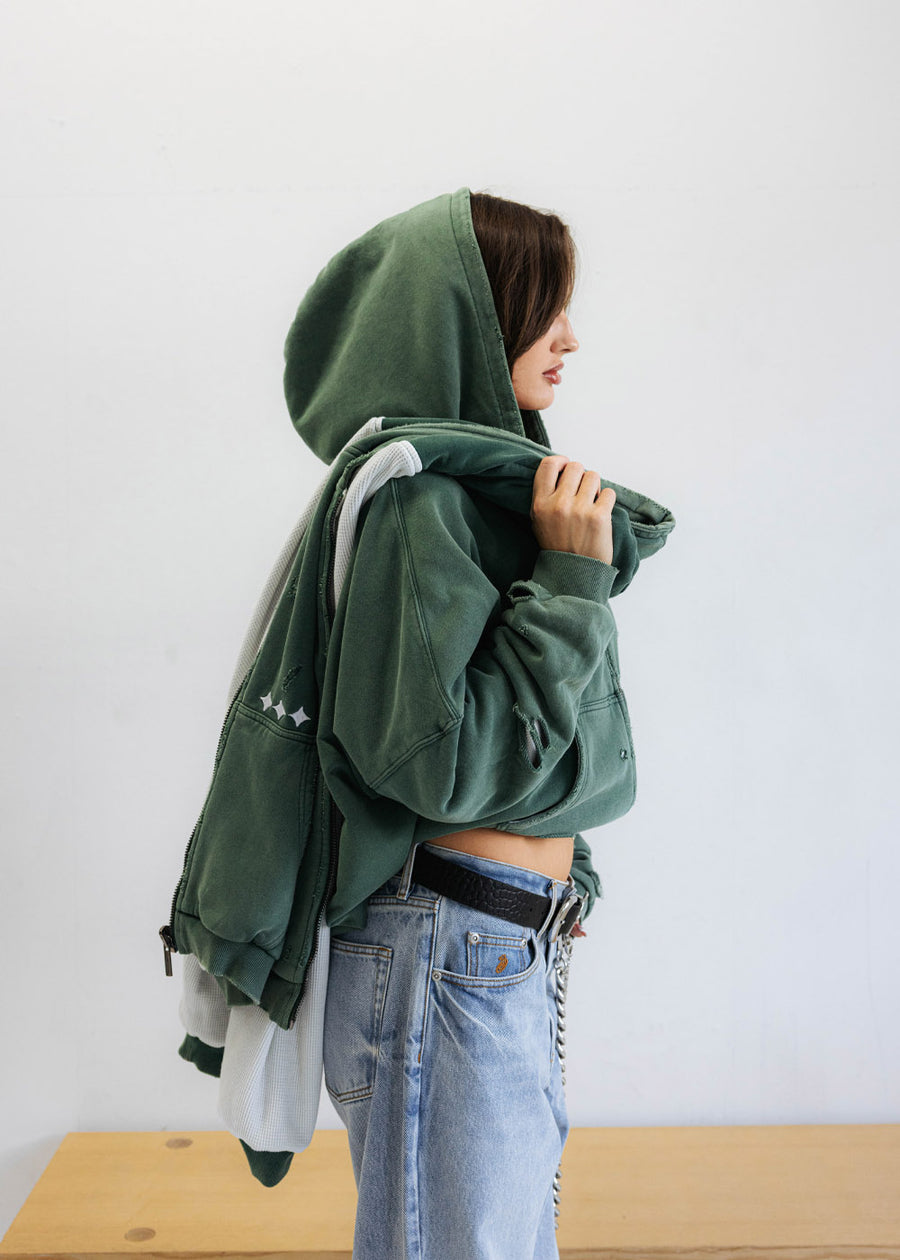 Commons Reversible Thermal Zip Up Faded Green/White