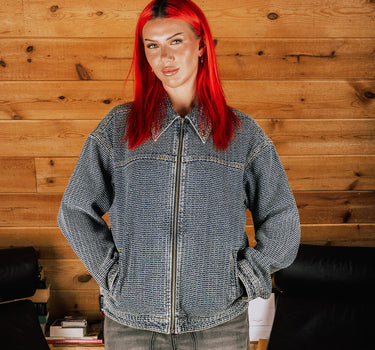 Commons Threaded Denim Jacket Blue