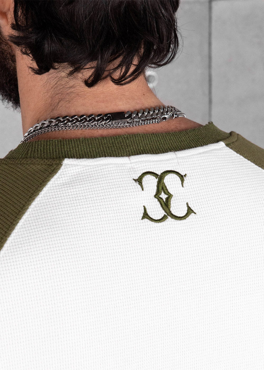 Commons Studios Waffle Thermal Long Sleeve Olive/White
