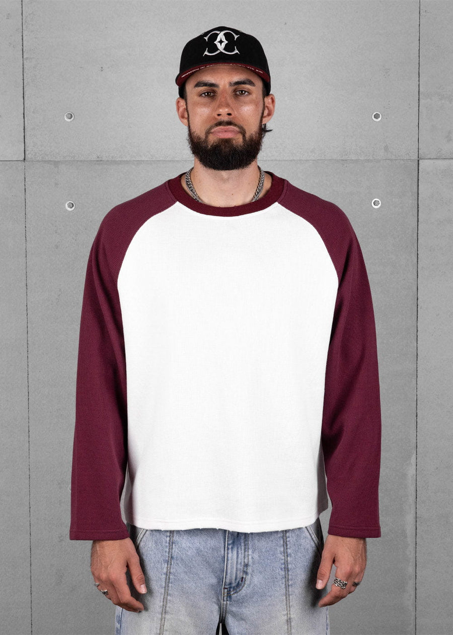 Commons Studios Waffle Thermal Long Sleeve Plum/White
