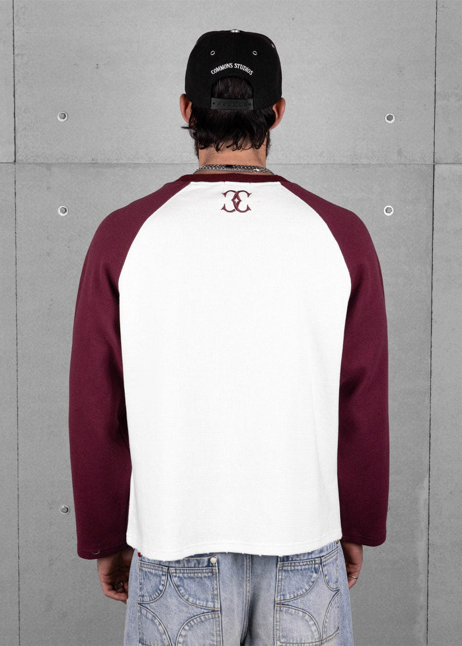 Commons Studios Waffle Thermal Long Sleeve Plum/White
