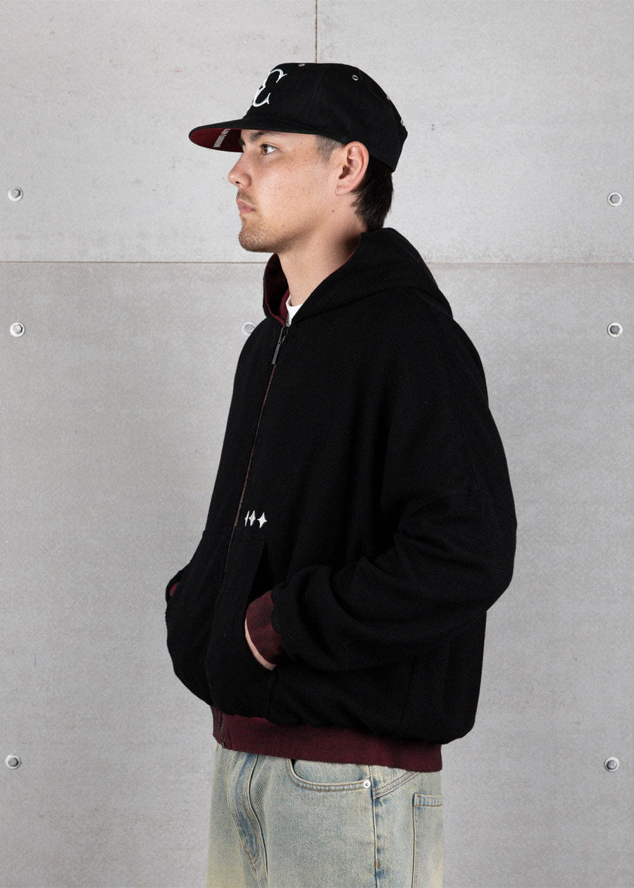 Commons Reversible Thermal Zip Up Hoodie Faded Plum/Black