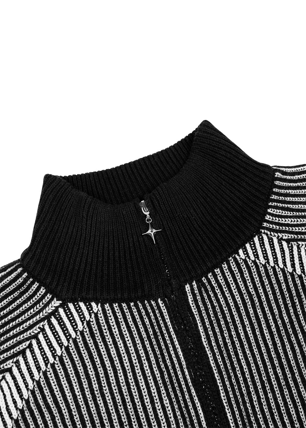 Commons Star Zip-Up Knit Black
