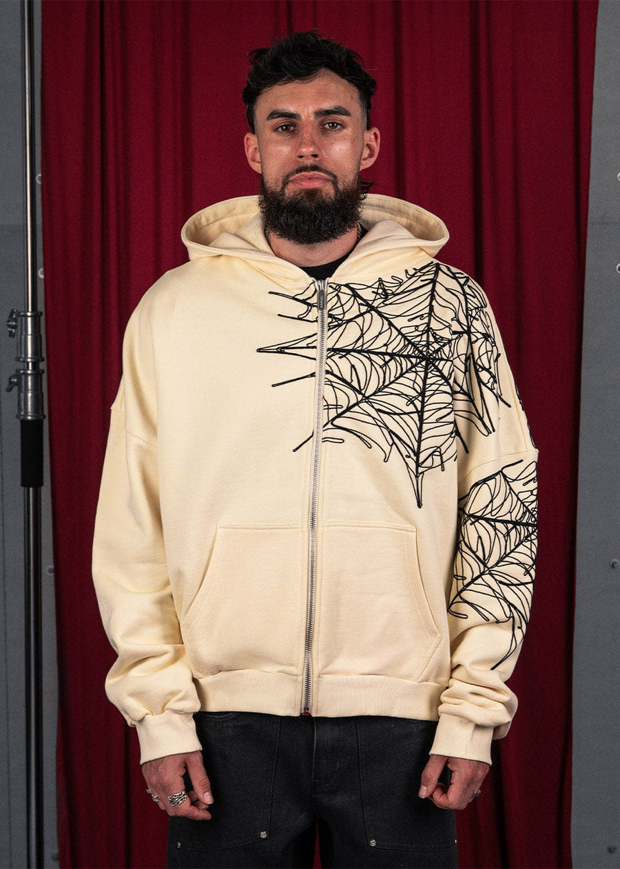 Commons Spider Zip-Up Hoodie Cream