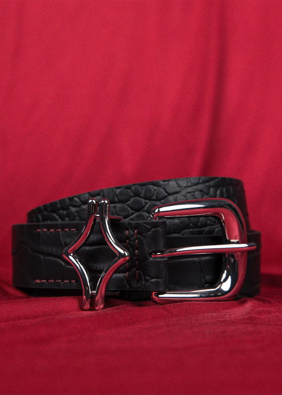 Commons Studios Outlaw Crocodile Belt Noir