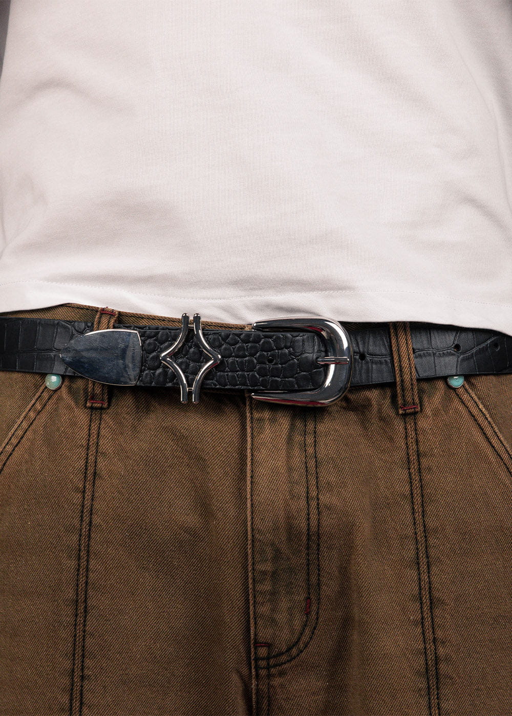 Commons Studios Outlaw Crocodile Belt Noir