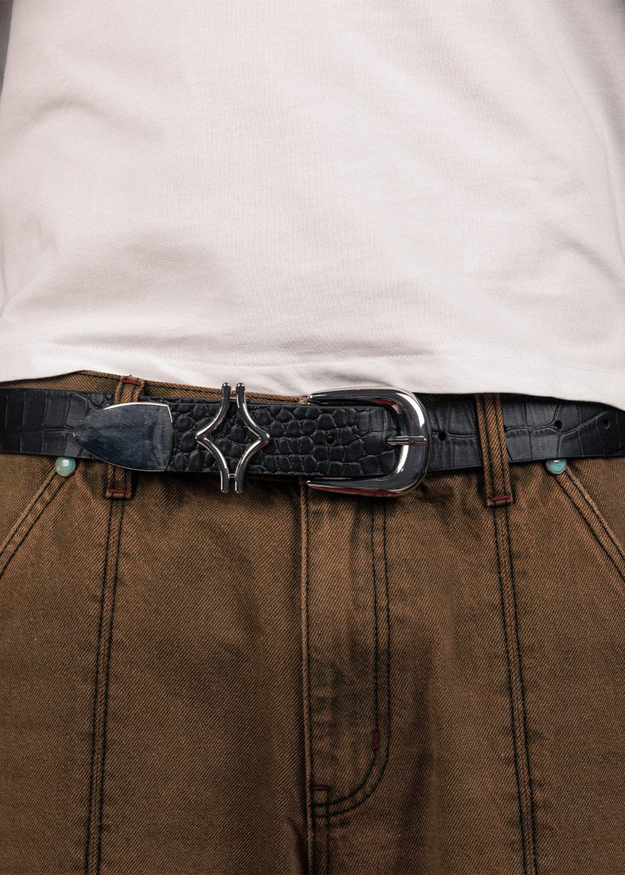 Commons Studios Outlaw Crocodile Belt Noir