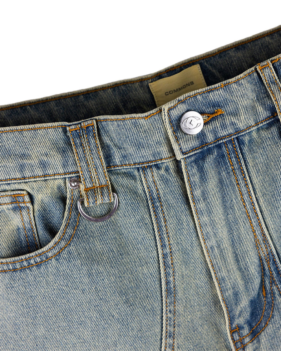 Commons Star Washed Denim Short Old Gold