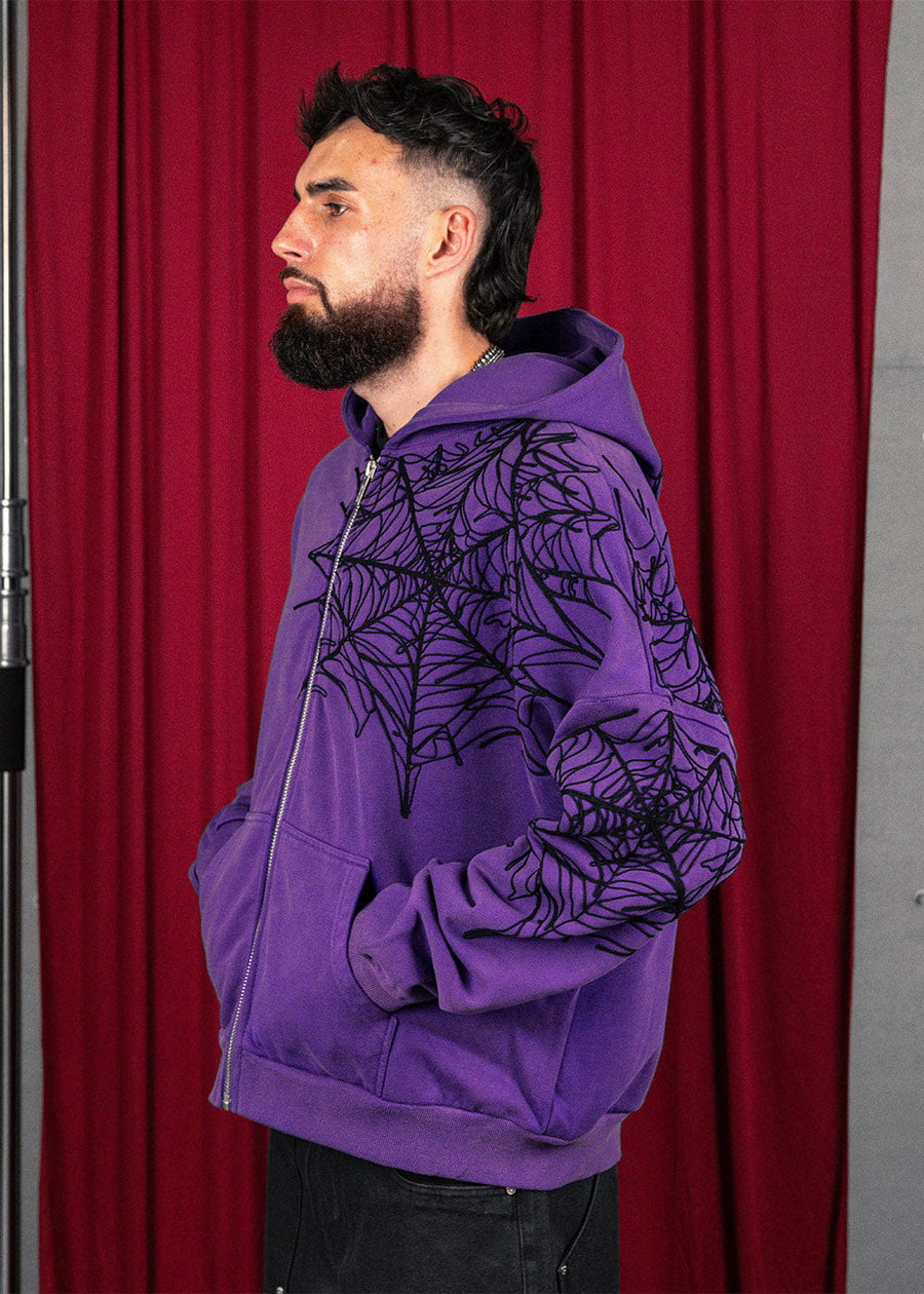Commons Spider Zip-Up Hoodie Vintage Purple