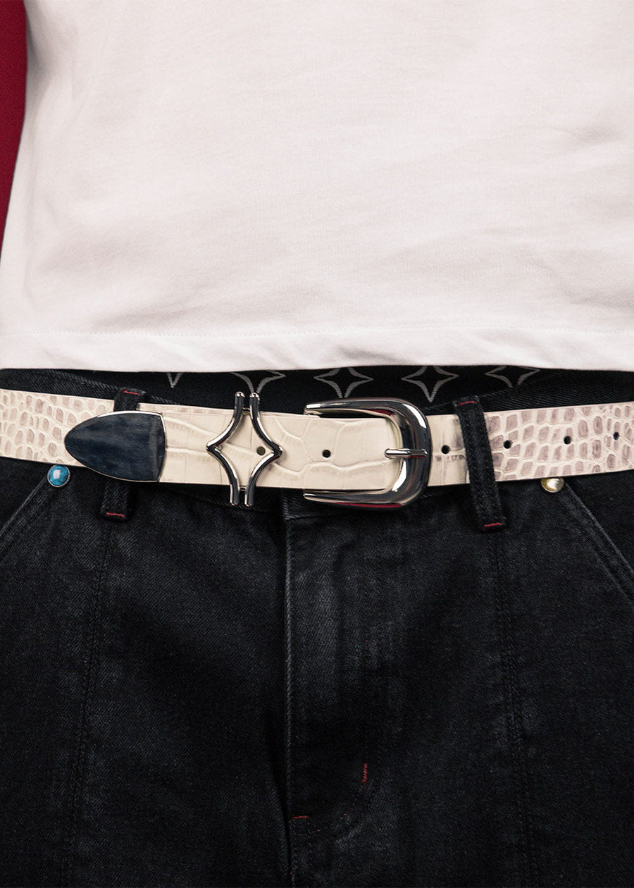 Commons Studios Outlaw Crocodile Belt Bone